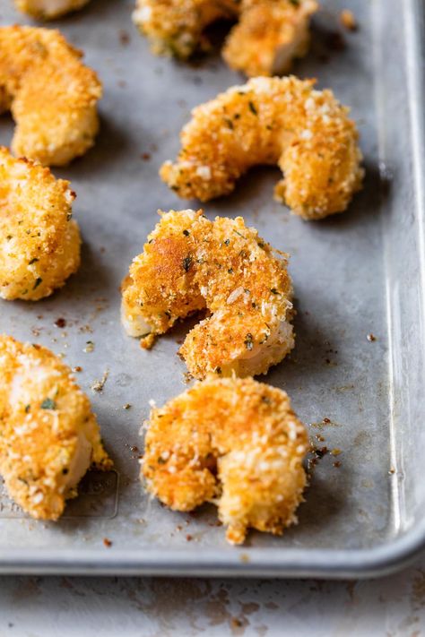 Healthy Breaded Shrimp Shrimp Skinnytaste, Oven Shrimp Recipes, Quick Shrimp Recipes, Shrimp In The Oven, Baked Shrimp Recipes, Breaded Shrimp, Air Fried Food, Shrimp Recipes For Dinner, Vegetarian Breakfast Recipes