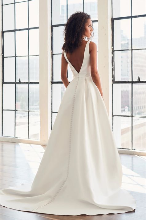 Serene Bridal - Elizabeth Square Neck Wedding Dress, Wedding Gown Color, Wedding Ballgown, Timeless Wedding Gown, Wedding Dress Cover, Mikado Wedding Dress, Madi Lane Bridal, Mikado Fabric, Simple Elegant Wedding Dress