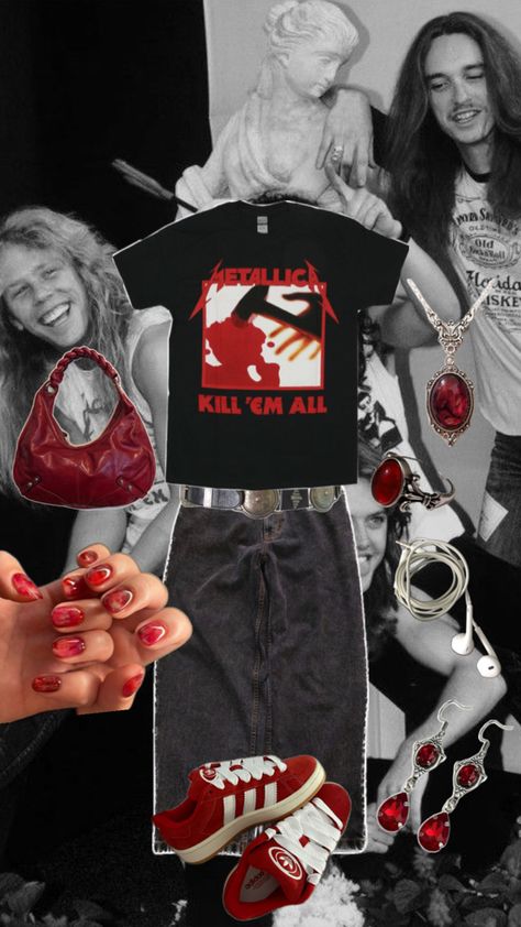 Motley Crue Outfit, Metallica Outfit, Metallica Concert Outfit, Metallica Concert, Grunge Fits, Motley Crue, Concert Outfit, Dream Closet, Metallica