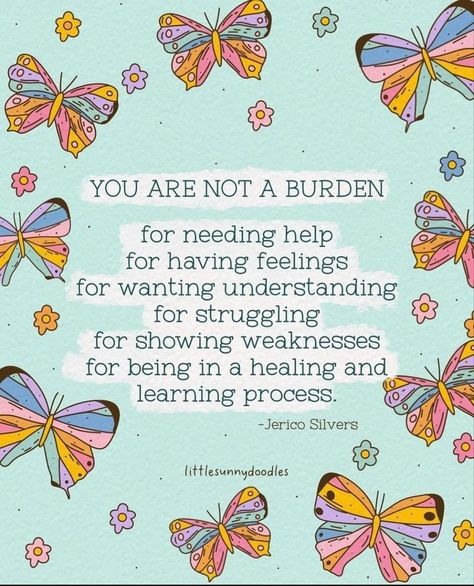 You are not a burden 🦋🫂 #developmentaltrauma #counseling #trauma #therapy #recovery #changing #acceptance #youareworthy #healing #youareloved #youmatter #boundaries #relationships #growthmindset #mentalhealth #mentalhealthawareness #selflove #barksdalemissions You Are Not A Burden, Burden Quotes, Feeling Like A Burden, Boundaries Relationships, Burnout Quotes, Not A Burden, Healing Era, A Burden, Mind Body Spirit