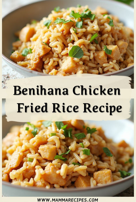 Craving restaurant-style fried rice? Try this Benihana chicken fried rice recipe! It’s quick, easy, and packed with flavor. Perfect for weeknight dinners or when you’re looking for a fast, satisfying meal. Recreate the iconic taste at home with simple steps! Chicken Fried Rice Benihana Recipe, Benihana Chicken Fried Rice, Fried Rice With Chicken Recipes, Benihana Fried Rice Recipe, Crispy Fried Rice Recipe, Crispy Chicken Fried Rice, Benihana Chicken, Best Chicken Fried Rice Recipe, Best Chicken Fried Rice