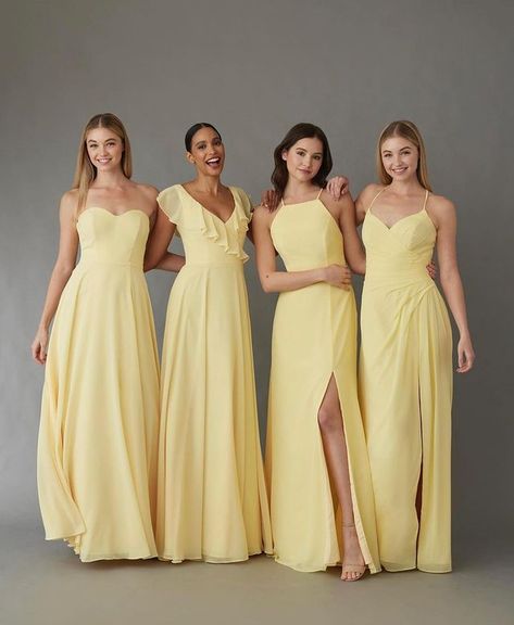 Buttercup Bridesmaid Dresses, Buttercup Yellow Bridesmaid Dresses, Yellow Bridesmaid Dress Long, Pastel Yellow Bridesmaid Dresses, Pale Yellow Bridesmaid Dresses, Yellow Bridesmaid Dress, Dresses For A Wedding, Yellow Wedding Colors, Pastel Bridesmaids