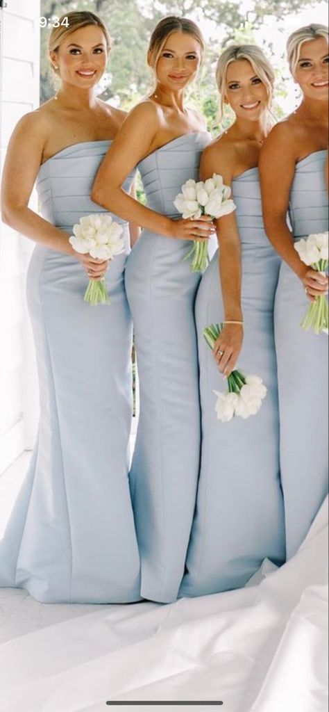 Strapless Blue Bridesmaid Dresses, Classy Blue Bridesmaid Dresses, Bridesmaid Dresses In Blue, Southern Wedding Bridesmaid Dresses, Costal Wedding Bridesmaids, Blue Printed Bridesmaid Dresses, Flowers With Blue Bridesmaid Dresses, Hydrangea Blue Bridesmaid Dress, Pale Wedding Colors