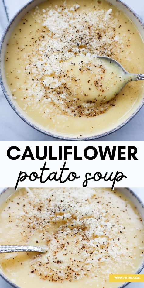 Potato Soup With Cauliflower, Potato Cauliflower Soup, Easy Cauliflower Soup, Cauliflower Potato Soup, Cauliflower Soup Recipe, Cream Soup Recipes, Cauliflower Potatoes, Winter Dinners, Vegetable Soup Healthy