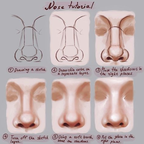 Nose Tutorial, Draw Nose, Digital Art Tutorial Beginner, Drawing Instructions, Artistic Elements, Nose Drawing, Digital Art Beginner, Stickers Kawaii, Art Tools Drawing