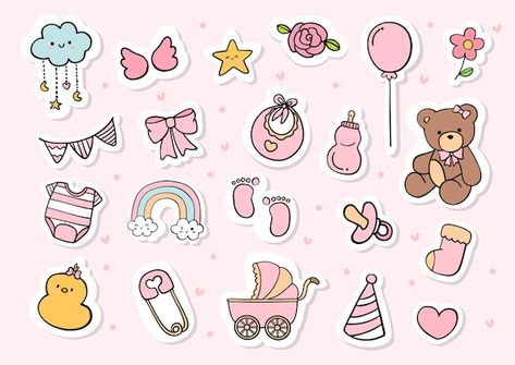 Sticker Sheet Printable, Baby Shower Badge, Baby Shower Scrapbook, Baby Month Stickers, Diy Photo Book, Printable Sticker Sheets, Aesthetic Baby, Bohemian Baby Shower, Baby Art Projects