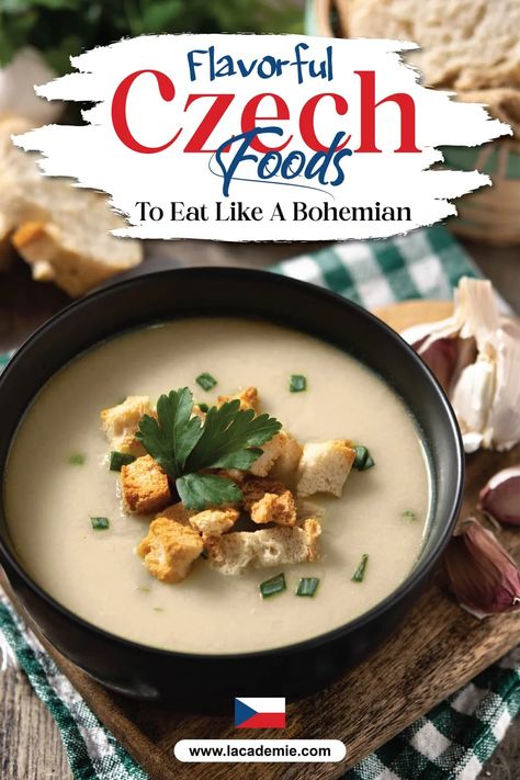 Czech Food: 26 Hearty and Traditional Foods to Taste Czech Recipes Dinners, Czech Soup Recipes, Czech Recipes Bohemian, Czech Recipes Traditional, Bohemian Recipes, Slovenian Recipes, Bohemian Food, Slovakian Food, Czech Desserts