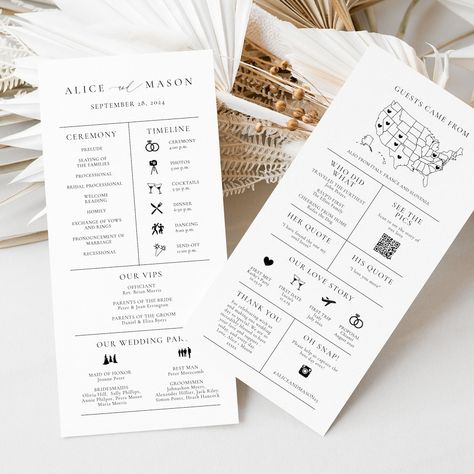 StudioNellcoteDIY - Etsy Fun Wedding Programs, Program Wedding, Wedding Infographic, Order Of Events, Wedding Schedule, Wedding Itinerary, Wedding Ceremony Programs, Future Mrs, Ceremony Programs