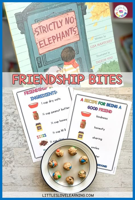 Friendship Stem Activities Preschool, Friendship Recipe Preschool, Montessori Friendship Activities, Friendship Recipe Activity, Friendship In A Cup Activity, Friendship Fine Motor Preschool, Friendship Recipe For Kids, Friendship Snack Mix Preschool, Friendship Snacks