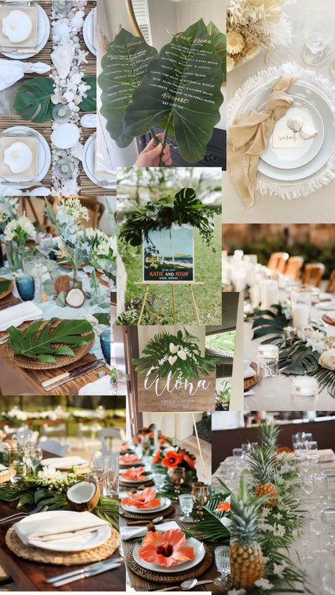 Elegant Hawaiian luau themed party decor chic tiki wedding shower party Tiki Engagement Party, Luau Wedding Shower Ideas, Samoan Wedding Decorations, Classy Luau Party, Classy Hawaiian Theme Party, Luau Party Ideas For Adults, Luau Engagement Party, Tiki Theme Party, Tropical Gala