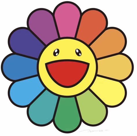 Murakami Flower, Hippie Painting, Art Cart, Art Matters, Rainbow Flower, Cartoon Flowers, Takashi Murakami, Arte Inspo, Rug Ideas