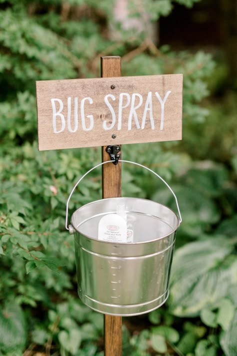 Rustic Wedding Decorations, Bug Spray, Country Weddings, Outdoor Wedding Decorations, Lake Wedding, Outside Wedding, Cute Wedding, Outdoor Wedding Ceremony, Wedding Party Decorations