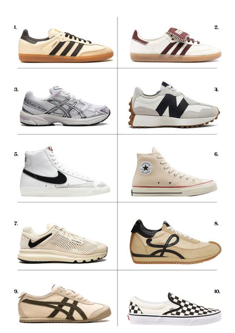 Get one step ahead on the spring fashion trends with the "it" sneakers for the season Sneakers Fashion New Balance, Sneakers 2025 Trend, Mens Shoes 2024 Trends, Shoes For Outfits, Nike Samba, Trendy Shoes For Men, New Balance 327 Shoes, Denim Roses, Trending Shoes For Men