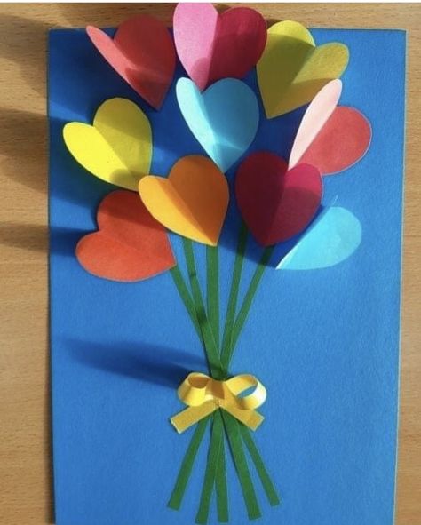 Valentines Art For Kids, Mothers Day Cards Craft, Flower Crafts Kids, Easy Mother's Day Crafts, Tissue Paper Crafts, Hand Crafts For Kids, Mothers Day Crafts For Kids, Handmade Paper Crafts, Kindergarten Crafts