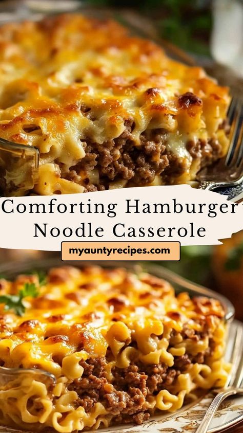 A warm, comforting hamburger noodle casserole is the perfect meal for when you need something quick, hearty, and full of flavor. Combining tender noodles, seasoned ground beef, and creamy cheese sauce, this casserole is baked until golden and bubbly. It’s a simple, one-dish dinner that’s sure to please everyone at the table, making it an excellent choice for fall dinner ideas or any time you’re craving a comforting meal. Hamburger Noodle Bake With Cream Cheese, Hamburger Noodle Bake, Dinner Recipes Casserole Main Dishes, Burger Noodle Recipes, Easy Dinner Using Ground Beef, Meal Ideas With Hamburger Meat, Pasta Hamburger Casserole, Ground Beef Recipes With Egg Noodles, Noodle Casserole Recipes For Dinner