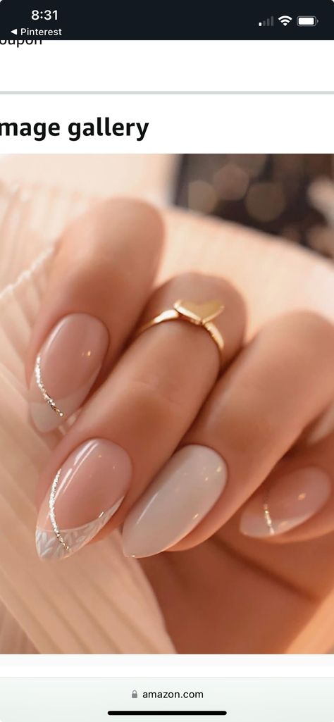 Ivory Bridal Nails, Bridal Nails Ivory, Traditional Wedding Nails For Bride, Wedding Dipped Nails, Nails Inspiration White And Gold, Almond Gel Nails Ideas Classy, Gel Nails For Wedding The Bride, Gelpolish Nails Ideas, Short Nails Bride