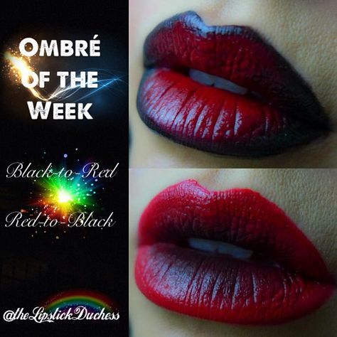 🎴OMBRÉ OF THE WEEK: #HappyHumpDay 🎂still in bday mode...anyway here is a special #ombrelips request from @tangemac for 🎴Black-to-Red Ombre🎴 🎴Red-to-Black Ombre🎴 I did a reverse ombre as well.  Can you say #sultry? ❤💄❤💄❤💄❤💄❤ #lotd #mua #makeup #redlips #blacklips #occ #mufe #ombreoftheweek #lipart #bblogger #beautyblogger #blackredlips Red And Black Ombre Lips, Black And Red Ombre Lips Tutorial, Prom Makeup Lips, Red Ombre Lips, Ombre Lips Tutorial, Ombré Lips, Ombre Lip, Black To Red Ombre, Reverse Ombre