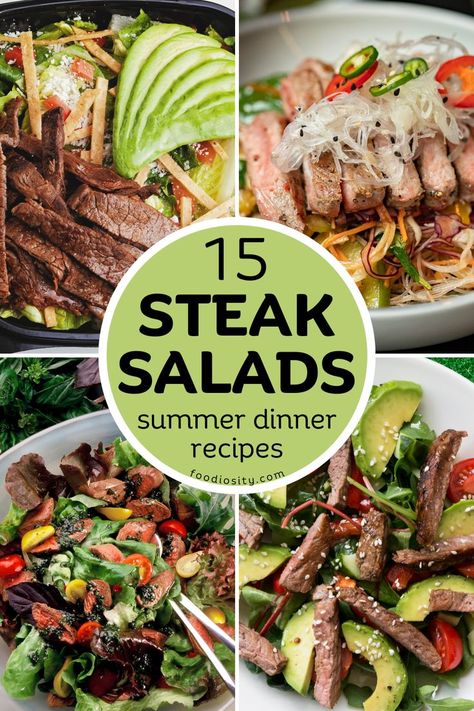 Steak Salads For Lunch, Lunch Steak Recipes, Salads Recipes For Dinner Steak, Cold Steak Salad, Healthy Summer Dinner Recipes Steak, Steak For Salad Recipe, Salad Steak Recipes, Wedge Salad With Steak, Meat For Salads