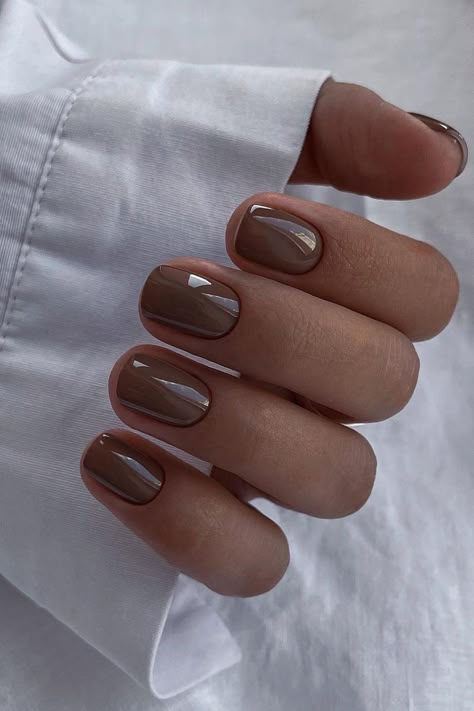 Classy Brown Nails, Kutek Disney, Brown Nail, Hello Nails, Mirror Nails, Fall Gel Nails, Nagel Tips, Smink Inspiration, Makijaż Smokey Eye