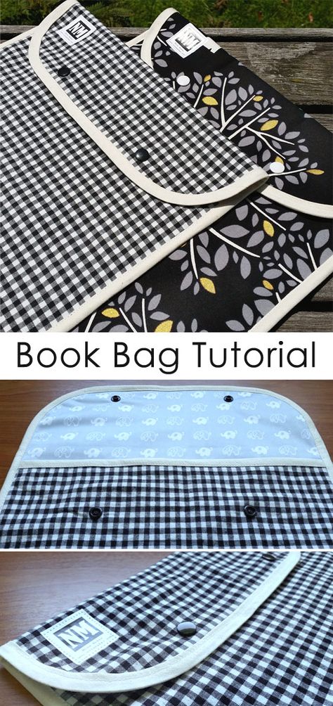 Book Case Sewing Pattern, How To Make A Book Bag, Book Bag Patterns To Sew, Book Bag Sewing Pattern Free, Diy Book Bag Pattern, Sew Book Bag, Library Bag Pattern, Diy Book Pouch, Book Bag Pattern Free