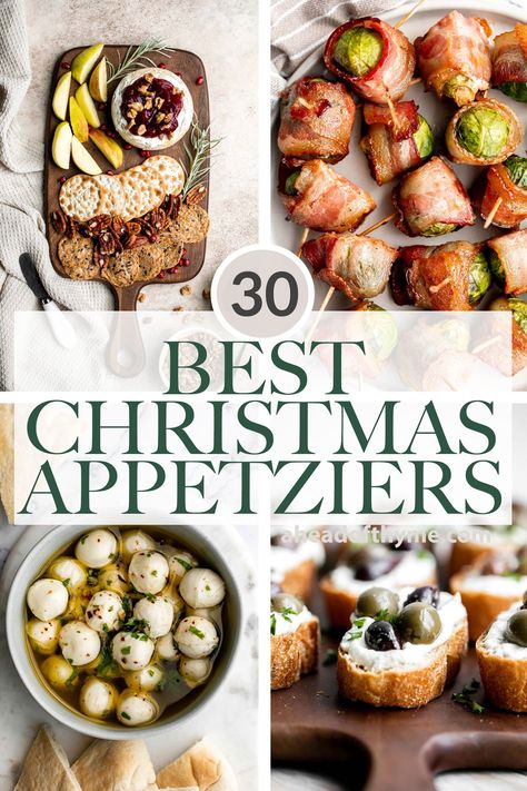 30 Best Christmas Appetizers - Ahead of Thyme Cranberry And Brie, Creamy Dips, Christmas Eve Appetizers, Stuffed Mushrooms Vegetarian, Xmas Appetizers, Holiday Appetizers Christmas, Winter Appetizers, Holiday Charcuterie, Best Christmas Appetizers