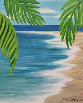 Sand Drawings Beach Easy, Beach Themed Paintings On Canvas Easy, Beach Pictures Paintings, Beach Drawings Simple, Simple Beach Paintings For Beginners, Cute Beachy Paintings Easy, Beach Scene Painting Easy, Beach Theme Painting Ideas, Simple Beach Painting Ideas