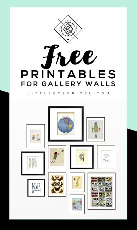 Roundup: Free Printables for Gallery Walls • Little Gold Pixel Free Gallery Wall Printables, Collage Printables, Gallery Wall Printables, Nature Paint, Home Printables, Picture Gallery Wall, Collage Mural, Free Wall Art, Collage Diy