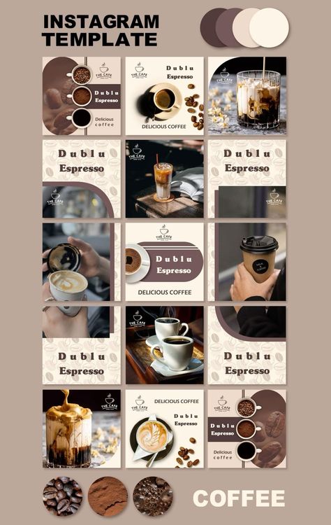 Boost your coffee takeaway business with our '15 Instagram Post Templates for Your Coffee Takeaway Business'. Designed to enhance your Coffee Instagram Feed and showcase your coffeeshop designs, these templates will inspire your Instagram feed ideas for your business. Perfect for coffee marketing and branding, our easy-to-use Canva and Photoshop design ideas will elevate your coffee market portfolio. Start standing out today!#InstagramTemplates #CanvaDesigns #SocialMediaTips #FreeTemplates #BrandInspo#FreeInstagramTemplates #SocialMediaDesign #ContentCreatorTools #MinimalistDesign #IGTemplates Cafe Instagram Posts Design, Coffee Shop Story Instagram, Cafe Advertising Ideas, Coffee Promotion Design, Coffee Instagram Feed, Coffeeshop Designs, Coffee Mood Board, Instagram Feed Ideas Business, Coffee Marketing