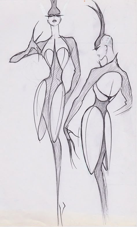 Stefano Canulli, Thierry Mugler Couture, Mugler Couture, Sketches Cartoon, Fashion Illustration Poses, Croquis Fashion, Fashion Illustration Collage, Portfolio Fashion, Fashion Figure Drawing