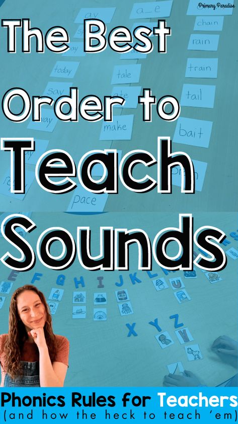 The Best Order to Teach Sounds: Phonics Scope and Sequence - Montessori Letter Sound Activities, Correct Order To Teach Phonics, Teaching Beginning Sounds, Phonics Order To Teach, Phonics Letters And Sounds, Teaching Letters And Sounds Kindergarten, Phonics Chart Letter Sounds, How To Teach Phonics Step By Step, S Sound Activities