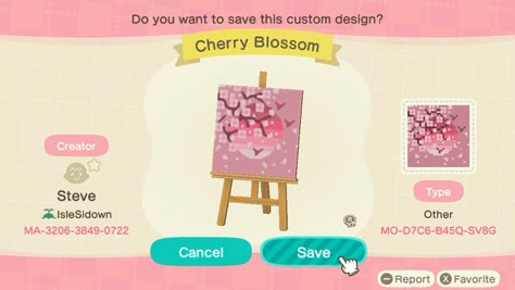 Animal Crossing: New Horizons Pink Cherry Blossoms Acnh Sakura Code, Acnh Cherry Blossom, Acnh Sakura, Acnh Custom Design, Motif Acnl, Pink Island, Animal Crossing Custom Designs, Acnh Qr Codes, Animal Crossing Outfits