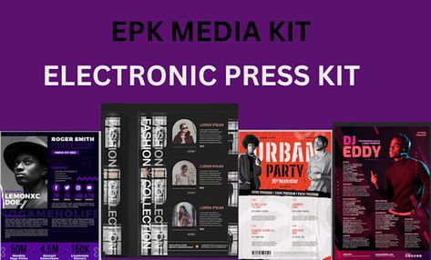 For only $10, Pelummy_babs will design music epk dj electronic press kit media press kit speaker kit one sheet. | Graphics Design Inspiration: Best Electronic Press KitOne of the most important pages on your website is your Electronic Press Kit. EPK is a powerful tool | Fiverr Electronic Press Kit Design, Press Kit Design, Electronic Press Kit, Graphics Design Inspiration, Speaker Kits, Content Design, Kit Design, Innovation Strategy, Press Kit