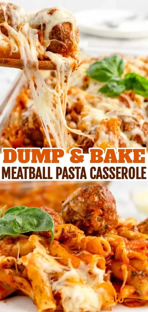 Frozen Meatball Baked Ziti, Baked Spaghetti And Meatballs Recipe, Penne Pasta With Pepperoni And Meatballs, Meatball Ziti Bake, Baked Ziti With Meatballs Easy, Baked Ziti And Meatballs, Meatball Dishes Dinners Easy Recipes, Meatball Noodle Casserole, One Pan Baked Pasta