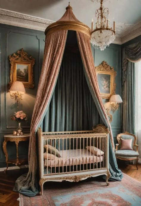 Antique Themed Nursery, Dark Vintage Nursery, Old Money Baby Nursery, Bridgerton Nursery, Edwardian Nursery, Dark Academia Nursery, Victorian Baby Room, Whimsical Nursery Ideas, Fairytale Nursery Theme