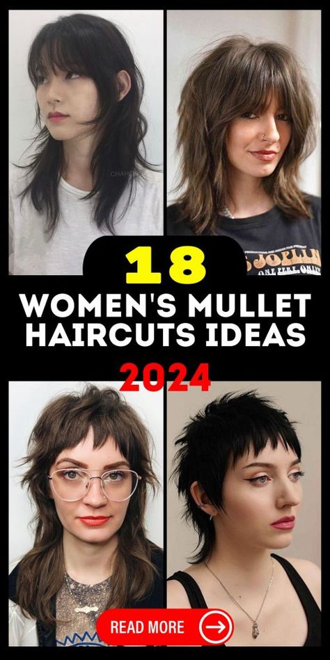 Discover the hottest 2024 women's mullet haircuts - short, long, curly, and more. Get inspired by Korean influences, shaggy styles, and the Wolf Mullet. Learn how to embrace this bold trend with our comprehensive tutorial. Find your unique look today! Mullet Hairstyle For Women, 2024 Korean Hair Trends For Women, Modern Mullet For Women, Hair Trend 2024 Women, Trendy Mullet For Women, Shaggy Short Mullet, Mullets On Women, Women’s Mullet, Shaggy Mullet For Women