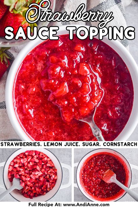 Strawberry Sauce Made From Frozen Strawberries, How To Use Frozen Strawberries, Strawberry Pancake Topping, Strawberry Oatmeal Bars, Strawberry Crepes, Strawberry Pancakes, Fruit Sauce, Strawberry Waffles, Strawberry Oatmeal