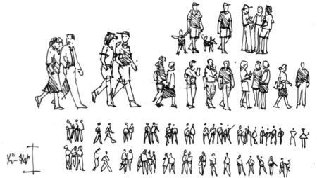 How to Draw People - Jim Leggitt / Drawing Shortcuts Sketch People, Sketching People, People Silhouette, People Sketches, Silhouette Sketch, Urban People, Human Figure Sketches, Male Figure Drawing, Architectural Graphics