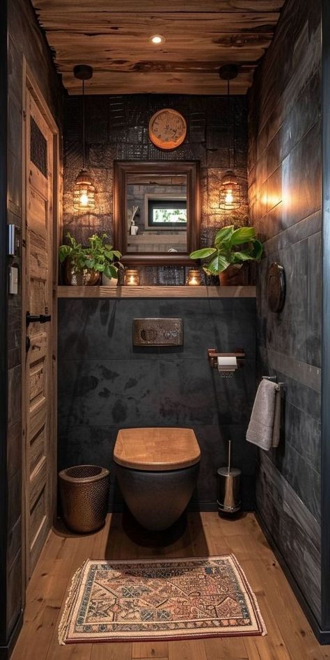 Bathroom Separate Toilet Room, Unfitted Bathroom, Bathroom Industrial, Industrial Bathroom Design, Makeover Kamar Mandi, Toilette Design, Downstairs Toilet, Small Bathroom Ideas Modern, Tiny Bathrooms