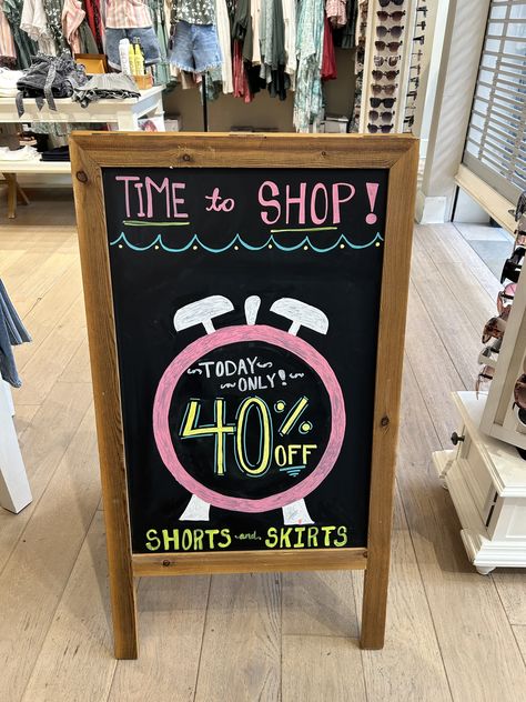 Chalkboard Sale Sign, Chalkboard Art Retail Store, Sale Chalkboard Sign Ideas, Chalkboard Sale Sign Ideas, Boutique Sandwich Board Ideas, Clothing Store Chalkboard Sign Ideas, Sale Signs For Boutique, Boutique Signs Ideas, Store Chalkboard Sign Ideas