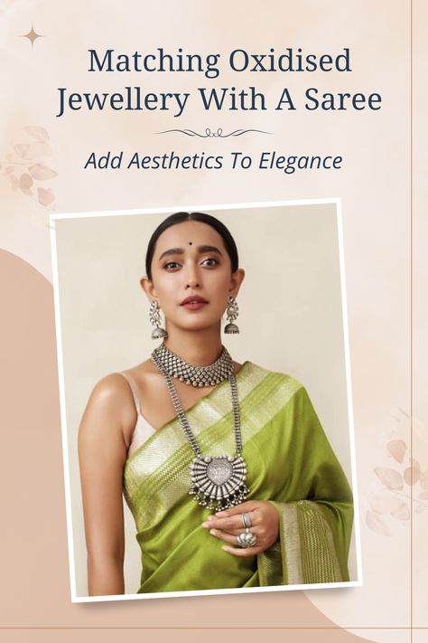 Matching Oxidised Jewellery With A Saree: Add Aesthetics To Elegance Boho Saree Look, Saree With Oxidised Jewellery, Oxidised Jewellery With Saree, Jewellery With Saree, Boho Saree, Indo Western Saree, Jewelry Hacks, Saree Jewellery, Paired Jewelry