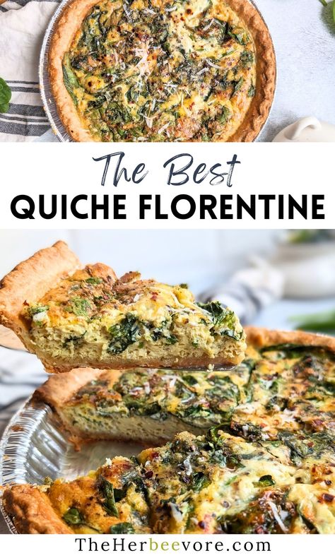 Easy Make Ahead Quiche, Make Ahead Breakfast Quiche Recipes, Frozen Spinach Quiche Recipes, Quiche Florentine Recipes Easy, Can You Freeze Quiche, Quiche Florentine Recipe, Make Ahead Quiche, Quiche Florentine, Vegetarian Quiche Recipes