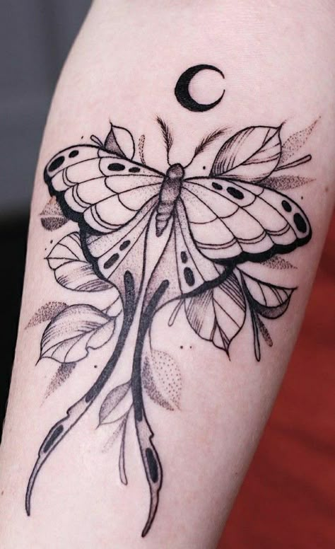 Luna Moth Flower Tattoo, Luna Moth Floral Tattoo, Moth On Hand Tattoo, Luna Moth Wrist Tattoo, Black And White Luna Moth Tattoo, Luna Moth Tattoos For Women, Chinese Luna Moth Tattoo, Luna Moth Moon Tattoo, Japanese Moth Tattoo