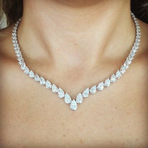 276 Likes, 12 Comments - Azar Diamonds (@azardiamonds) on Instagram: “Who says a tennis necklace has to be round diamonds? Stay classy with this pear shape tennis…” Luxury Diamond White Jewelry With Stone Setting, Silver Diamond Necklace Anniversary, Luxury White Jewelry With Center Stone, Modern Luxury Diamond White Necklace, Luxury Nickel Free White Necklaces, Luxury Silver Diamond Cut Bridal Necklace, Luxury White Gold Diamond Necklace For Anniversary, Luxury White Diamond Necklace In Sterling Silver, Luxury Diamond White Chain Necklace For Anniversary