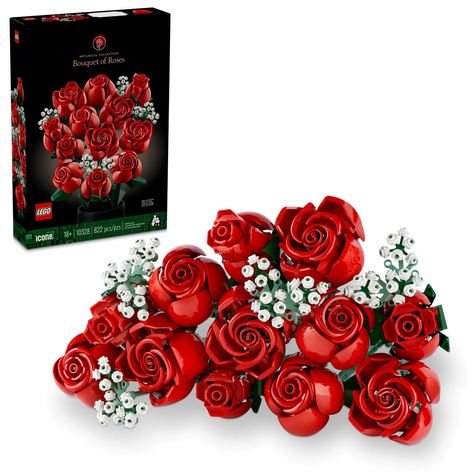 New LEGO 10328 Bouquet of Roses is set to be the perfect Valentine gift in 2024 - Jay's Brick Blog Rose Buket, Lego Flowers, Dinner Table Centerpieces, Dozen Red Roses, Thanksgiving Flowers, Dozen Roses, Bouquet Of Roses, Small White Flowers, Botanical Collection