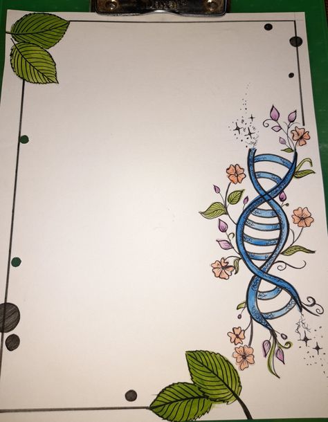 Border Ideas For Biology Project, Biology Project Work Front Page Design, Biology Page Borders, Surdas Drawing, Biomolecules Drawing, Biology Related Drawings, Bio Project Border Design, Biochemistry Assignment Front Page, Dna Border Design