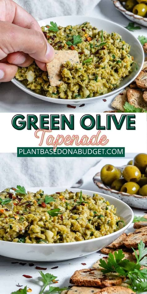 Crostini Dip, Green Olive Dip, Green Olive Tapenade, Olive Tapenade Recipe, Fast Appetizers, Most Popular Recipes On Pinterest, Tapenade Recipe, Olive Spread, Fresh Olives