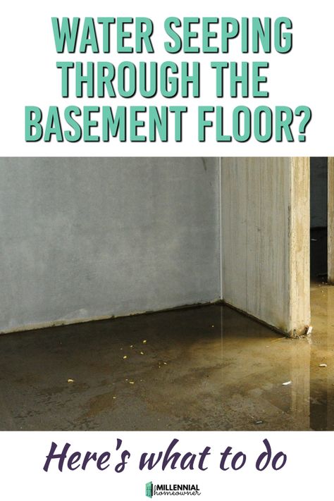 Water seeping up from the basement floor can be a pain and a big deal. Here is what is causing the water issue and what you can do to fix it. Leaky Basement Solutions, Flood Proof Basement, Flooring For Basements That Flood, Basement Water Solutions, Water In Basement Solutions, Sealing Basement Floor, How To Waterproof A Basement, Basement Flooding Solutions, Wet Basement Floor Ideas