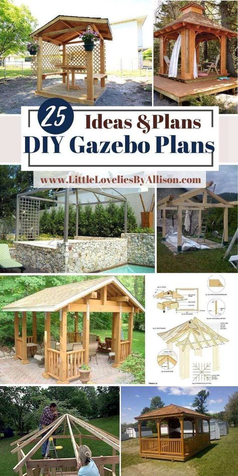 Gazebo And Deck Ideas, Small Gazebo Ideas Backyard Cheap, Wood Gazebo On Deck, Homemade Gazebo Ideas Backyards, Building A Gazebo Diy, Diy Small Gazebo, Outdoor Gazebos Diy, Diy Wood Gazebo How To Build, Backyard Gazebo Ideas Outdoor Pavilion