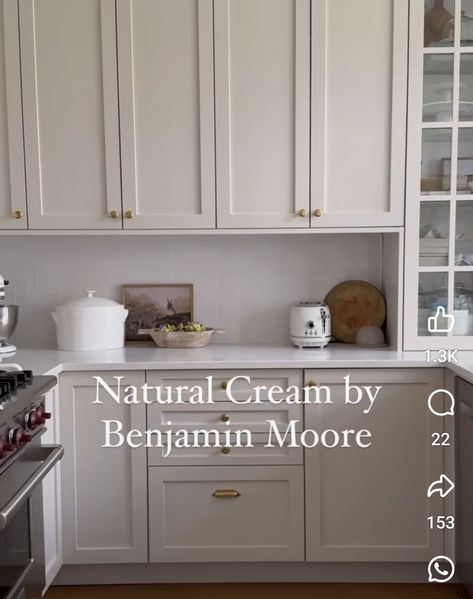 Natural Cream By Benjamin Moore, Warm Kitchen Colors, Cream Colored Kitchen Cabinets, Renovation Mood Board, Redo House, Redo Kitchen, Kitchen Cabinets Colors, Boulder House, Cream Kitchen Cabinets