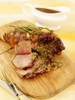 Stuffing a leg of lamb is a great way to transform a regular cut into something a bit special for Easter, and this recipe ensures it'll be bursting with flavour. If you've never made homemade gravy before, give it a go – you can't beat it! Stuffed Leg Of Lamb, Lamb Leg Recipes, Roast Lamb Leg, Lamb Leg, Mutton Recipes, Leg Of Lamb, Lamb Dishes, Jamie Oliver Recipes, Homemade Gravy